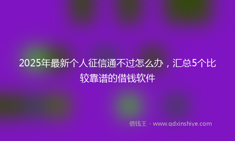 2025年最新个人征信通不过怎么办，汇总5个比较靠谱的借钱软件