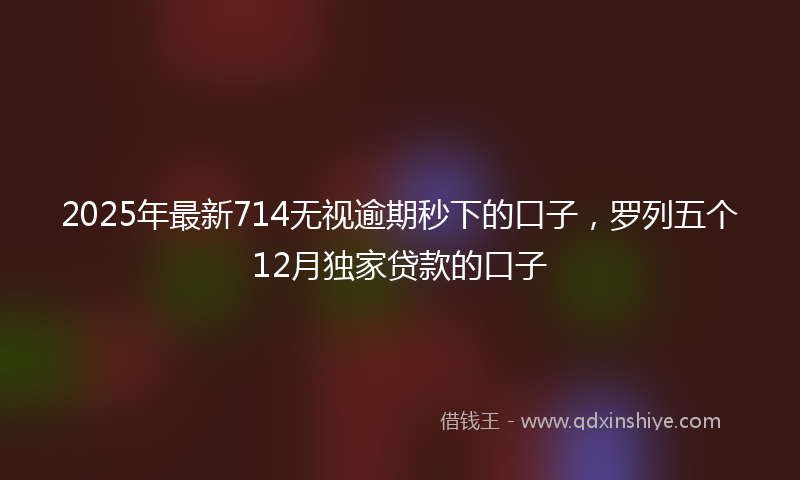 2025年最新714无视逾期秒下的口子，罗列五个12月独家贷款的口子