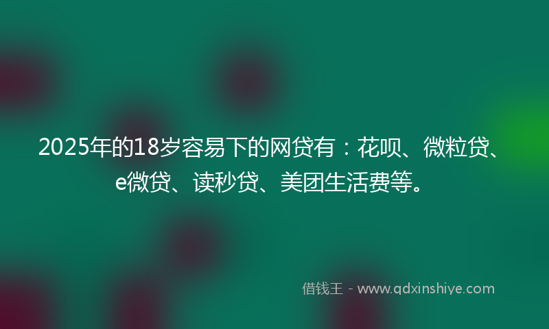 2025年的18岁容易下的网贷有：花呗、微粒贷、e微贷、读秒贷、美团生活费等。