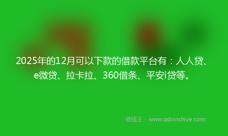 2025年的12月可以下款的借款平台有：人人贷、e微贷、拉卡拉、360借条、平安i贷等。