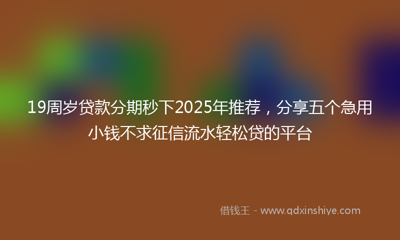 19周岁贷款分期秒下2025年推荐，分享五个急用小钱不求征信流水轻松贷的平台