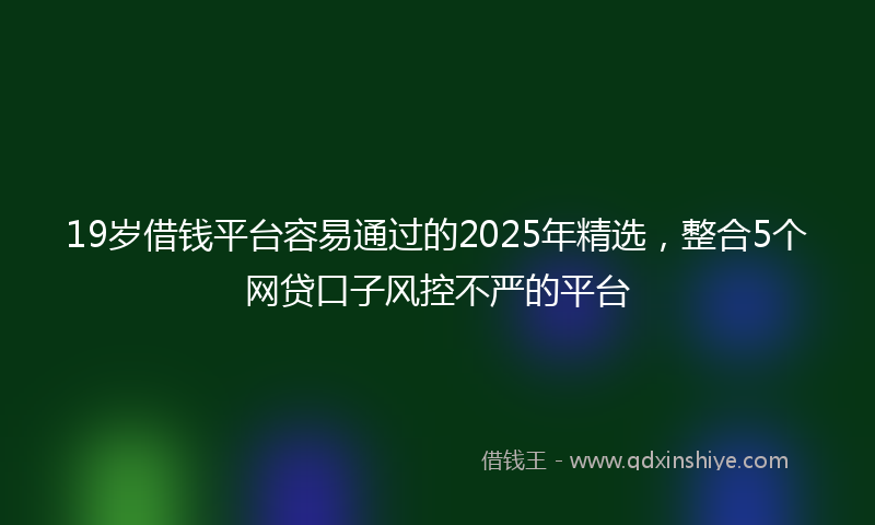 19岁借钱平台容易通过的2025年精选，整合5个网贷口子风控不严的平台