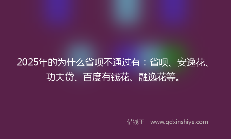 2025年的为什么省呗不通过有：省呗、安逸花、功夫贷、百度有钱花、融逸花等。