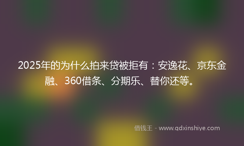 2025年的为什么拍来贷被拒有：安逸花、京东金融、360借条、分期乐、替你还等。