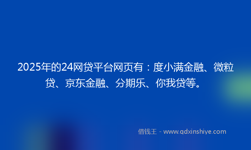 2025年的24网贷平台网页有：度小满金融、微粒贷、京东金融、分期乐、你我贷等。