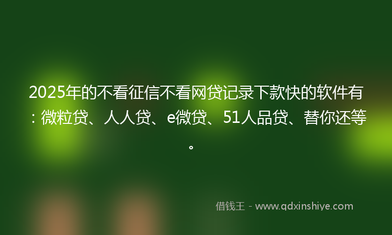 2025年的不看征信不看网贷记录下款快的软件有：微粒贷、人人贷、e微贷、51人品贷、替你还等。