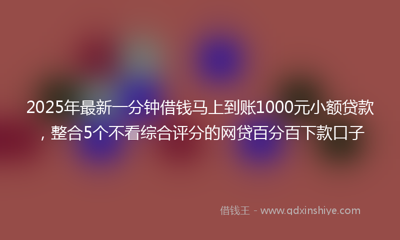 2025年最新一分钟借钱马上到账1000元小额贷款，整合5个不看综合评分的网贷百分百下款口子
