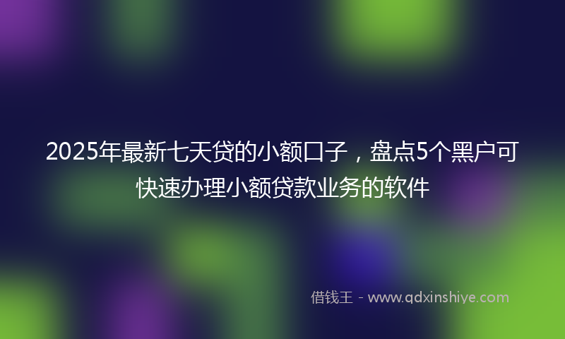 2025年最新七天贷的小额口子，盘点5个黑户可快速办理小额贷款业务的软件