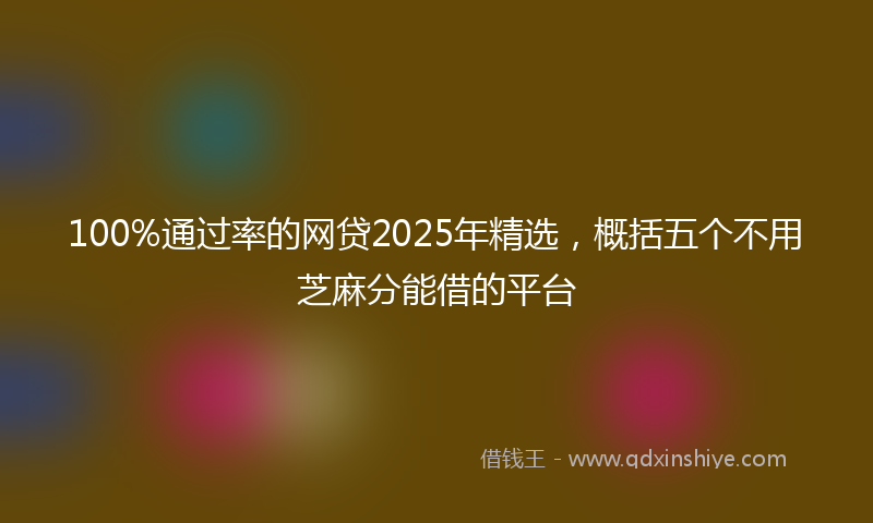 100%通过率的网贷2025年精选，概括五个不用芝麻分能借的平台