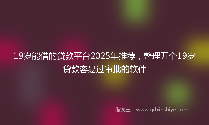 19岁能借的贷款平台2025年推荐，整理五个19岁贷款容易过审批的软件