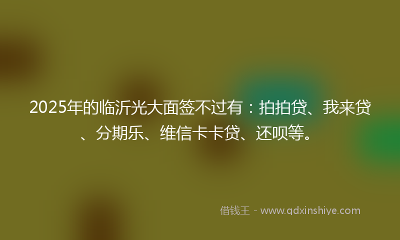 2025年的临沂光大面签不过有：拍拍贷、我来贷、分期乐、维信卡卡贷、还呗等。