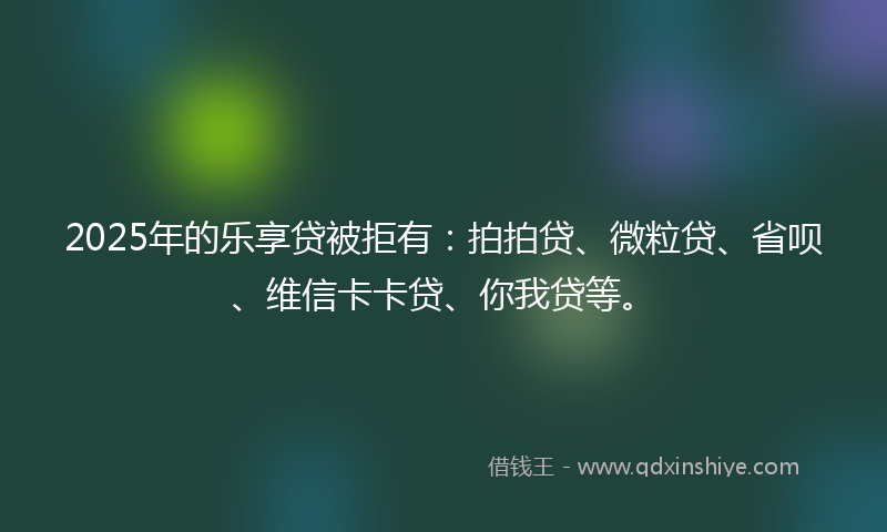 2025年的乐享贷被拒有：拍拍贷、微粒贷、省呗、维信卡卡贷、你我贷等。