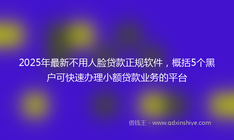 2025年最新不用人脸贷款正规软件，概括5个黑户可快速办理小额贷款业务的平台