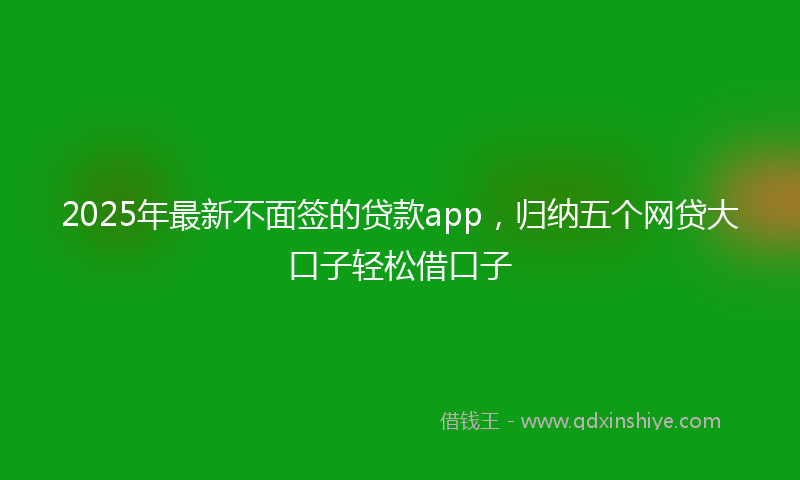 2025年最新不面签的贷款app，归纳五个网贷大口子轻松借口子