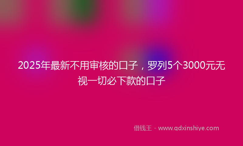 2025年最新不用审核的口子，罗列5个3000元无视一切必下款的口子