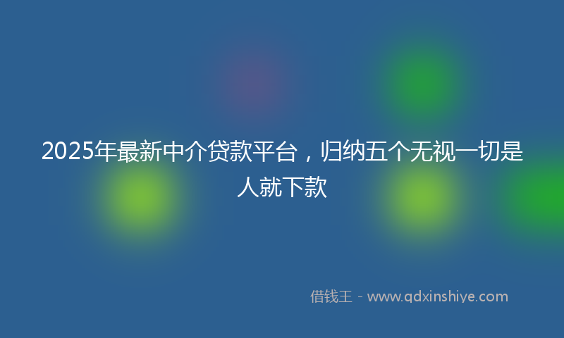 2025年最新中介贷款平台，归纳五个无视一切是人就下款
