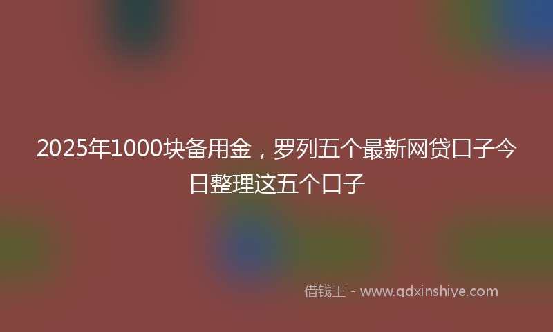 2025年1000块备用金，罗列五个最新网贷口子今日整理这五个口子