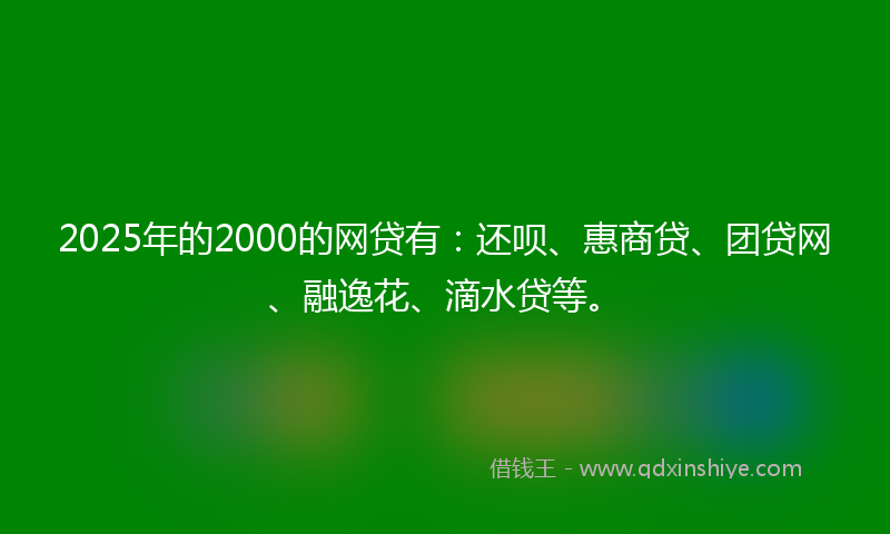 2025年的2000的网贷有：还呗、惠商贷、团贷网、融逸花、滴水贷等。