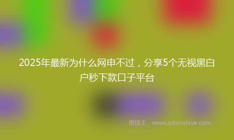 2025年最新为什么网申不过，分享5个无视黑白户秒下款口子平台
