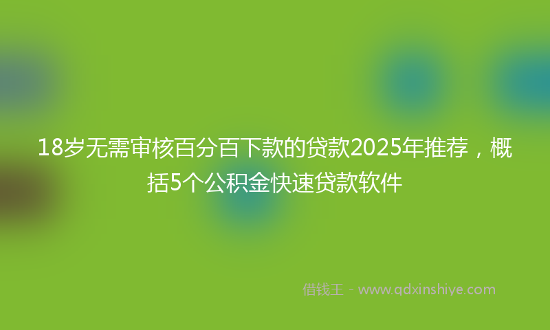 18岁无需审核百分百下款的贷款2025年推荐，概括5个公积金快速贷款软件