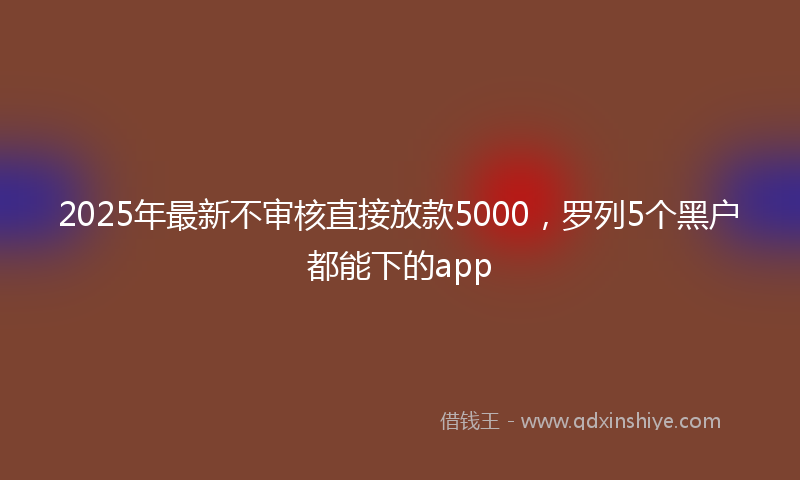 2025年最新不审核直接放款5000，罗列5个黑户都能下的app