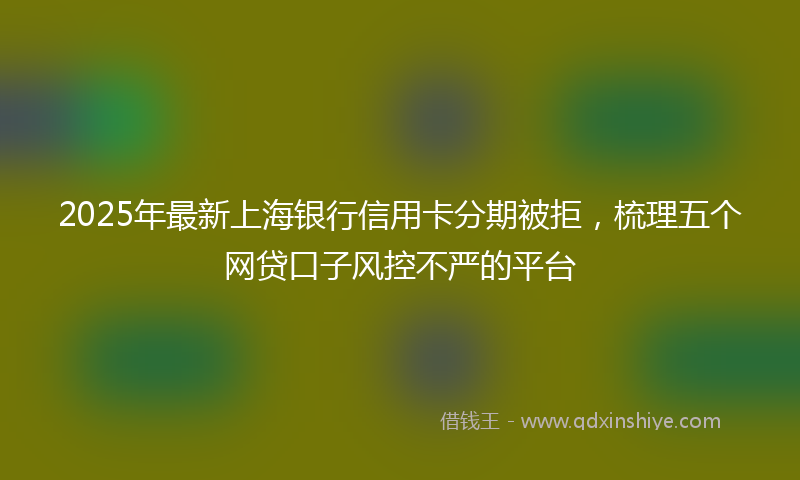 2025年最新上海银行信用卡分期被拒，梳理五个网贷口子风控不严的平台