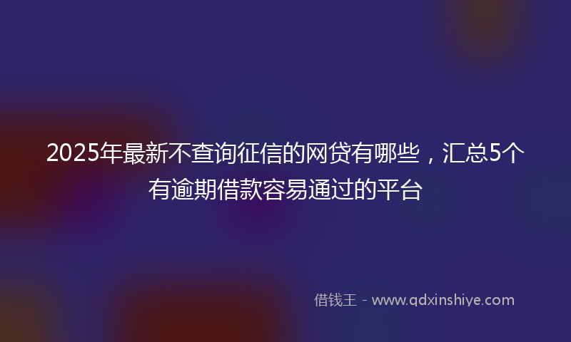 2025年最新不查询征信的网贷有哪些，汇总5个有逾期借款容易通过的平台
