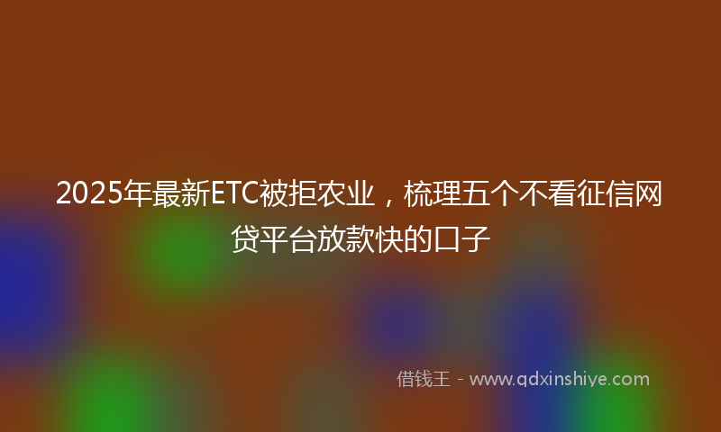 2025年最新ETC被拒农业，梳理五个不看征信网贷平台放款快的口子