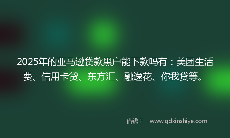 2025年的亚马逊贷款黑户能下款吗有：美团生活费、信用卡贷、东方汇、融逸花、你我贷等。