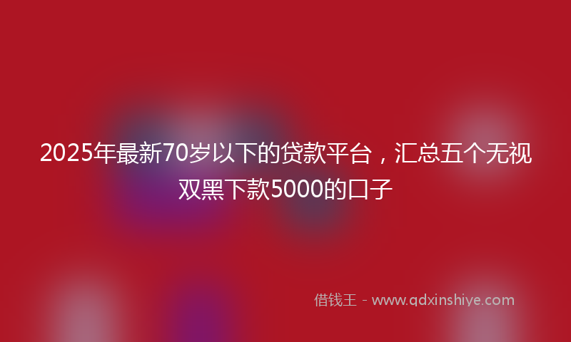2025年最新70岁以下的贷款平台，汇总五个无视双黑下款5000的口子