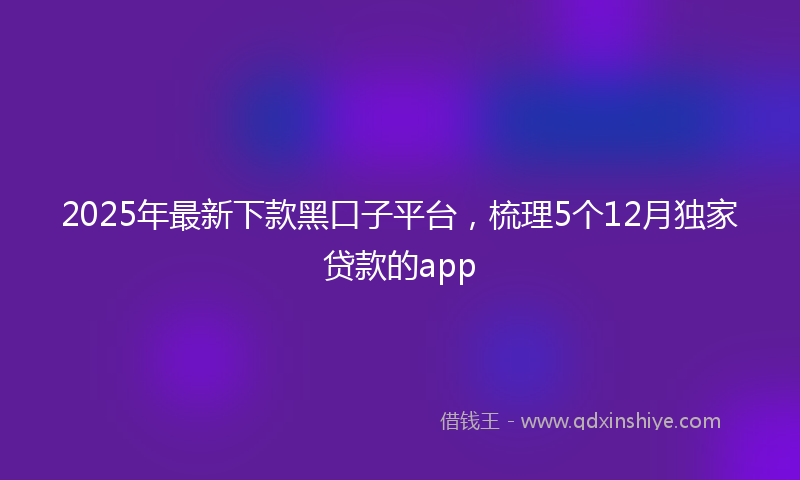 2025年最新下款黑口子平台，梳理5个12月独家贷款的app