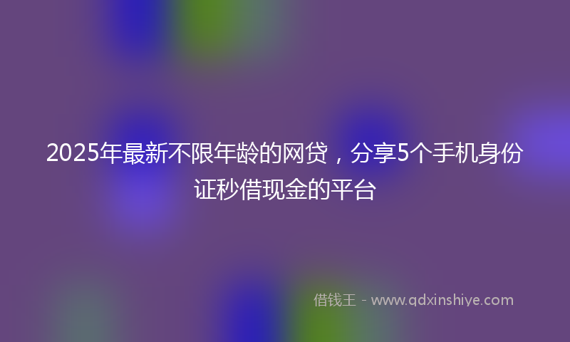 2025年最新不限年龄的网贷，分享5个手机身份证秒借现金的平台