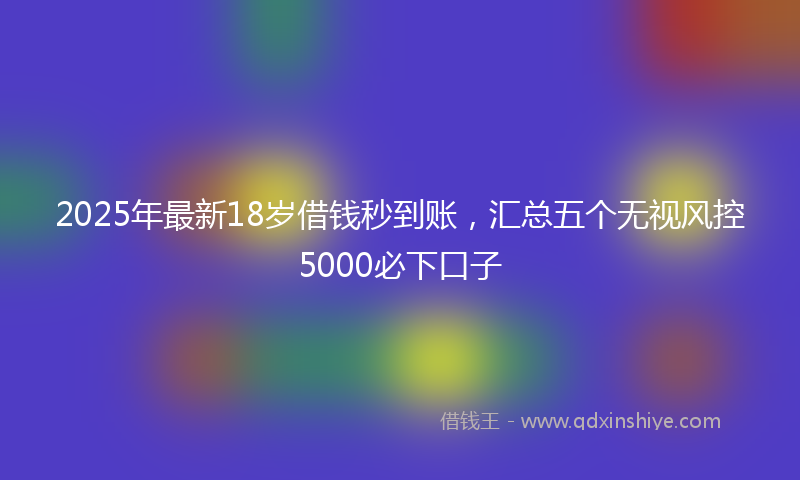 2025年最新18岁借钱秒到账，汇总五个无视风控5000必下口子