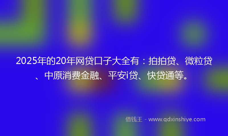 2025年的20年网贷口子大全有：拍拍贷、微粒贷、中原消费金融、平安i贷、快贷通等。