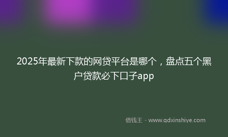 2025年最新下款的网贷平台是哪个，盘点五个黑户贷款必下口子app