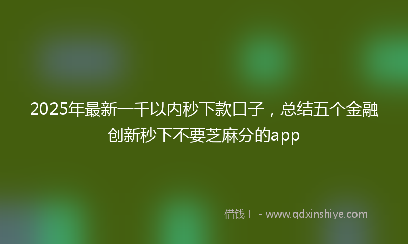 2025年最新一千以内秒下款口子，总结五个金融创新秒下不要芝麻分的app