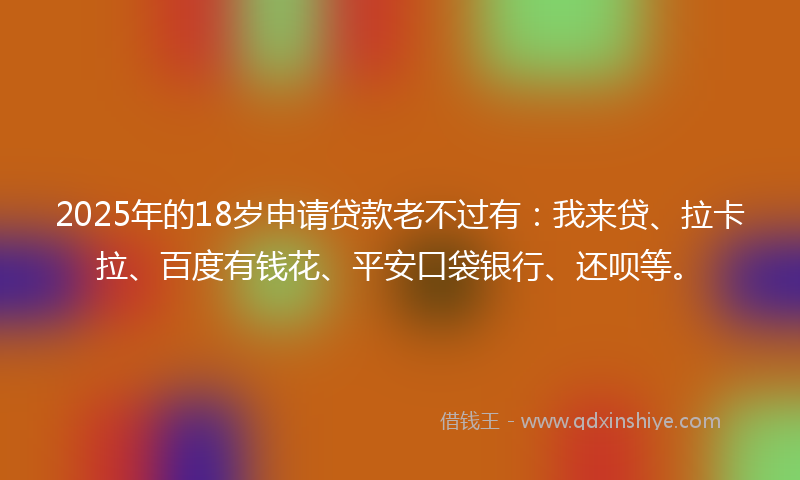 2025年的18岁申请贷款老不过有：我来贷、拉卡拉、百度有钱花、平安口袋银行、还呗等。