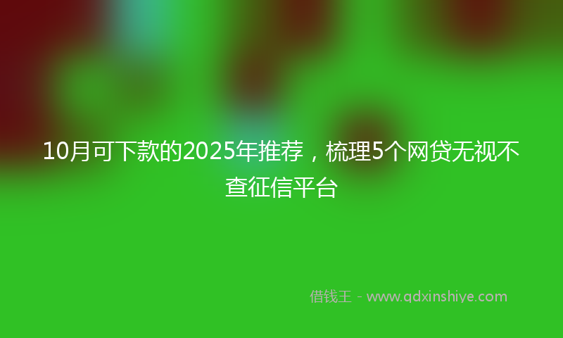 10月可下款的2025年推荐，梳理5个网贷无视不查征信平台