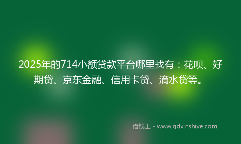 2025年的714小额贷款平台哪里找有：花呗、好期贷、京东金融、信用卡贷、滴水贷等。