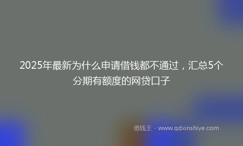 2025年最新为什么申请借钱都不通过，汇总5个分期有额度的网贷口子
