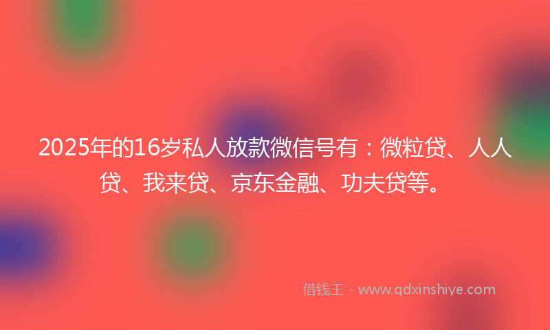 2025年的16岁私人放款微信号有：微粒贷、人人贷、我来贷、京东金融、功夫贷等。