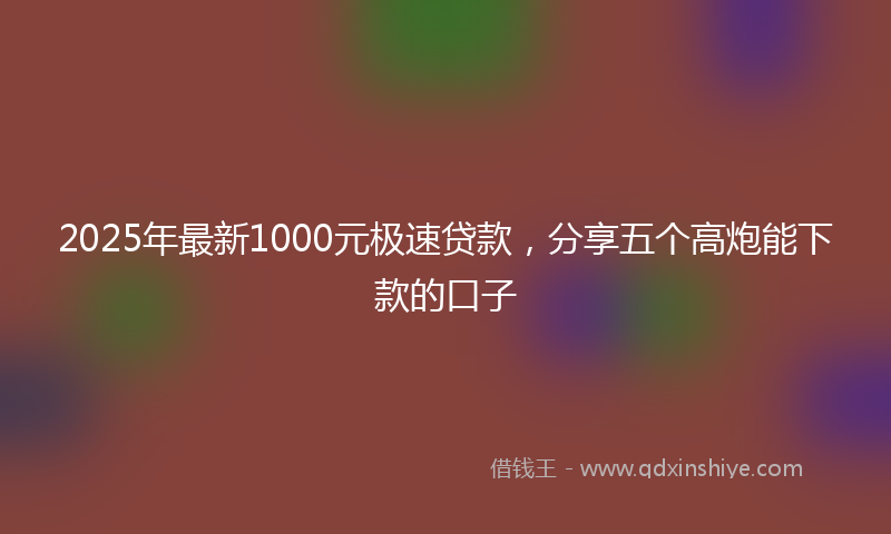 2025年最新1000元极速贷款，分享五个高炮能下款的口子