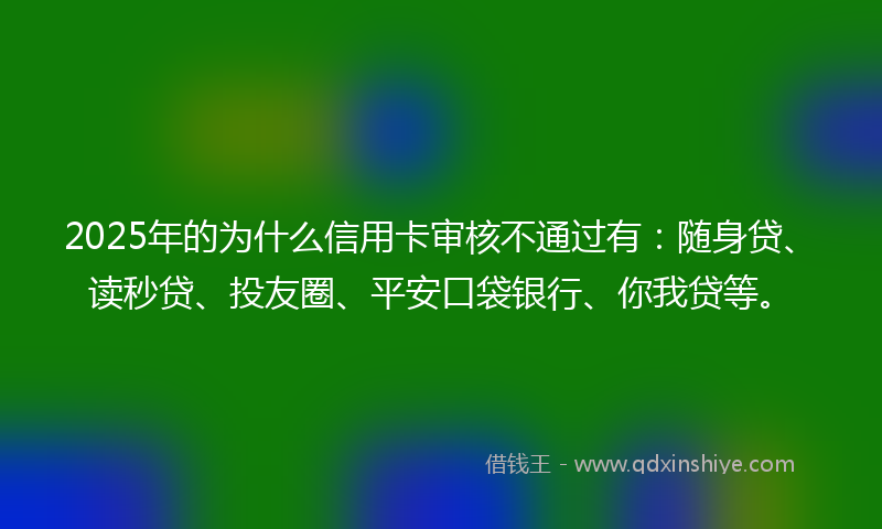 2025年的为什么信用卡审核不通过有：随身贷、读秒贷、投友圈、平安口袋银行、你我贷等。