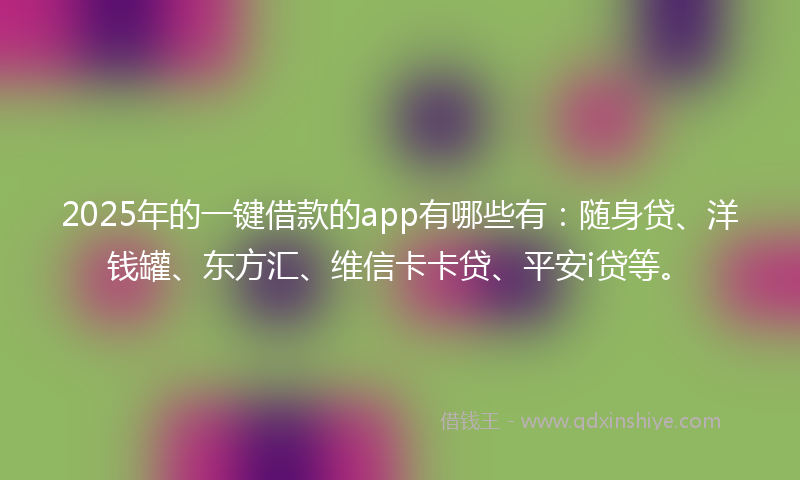 2025年的一键借款的app有哪些有：随身贷、洋钱罐、东方汇、维信卡卡贷、平安i贷等。