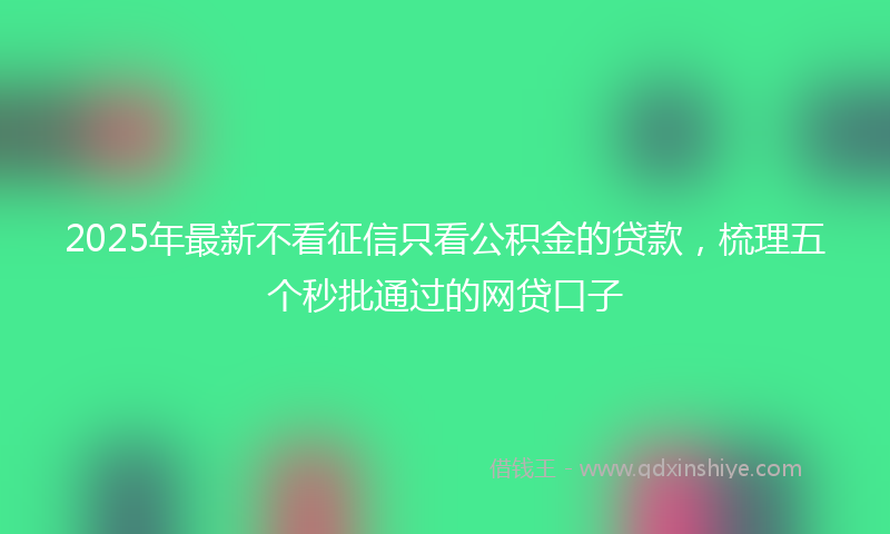 2025年最新不看征信只看公积金的贷款，梳理五个秒批通过的网贷口子