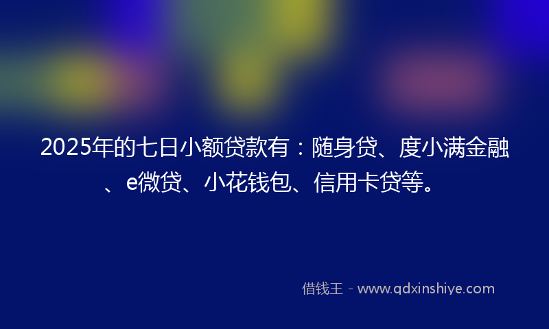 2025年的七日小额贷款有：随身贷、度小满金融、e微贷、小花钱包、信用卡贷等。
