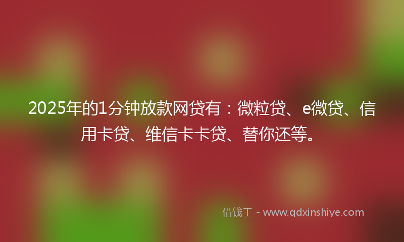 2025年的1分钟放款网贷有：微粒贷、e微贷、信用卡贷、维信卡卡贷、替你还等。