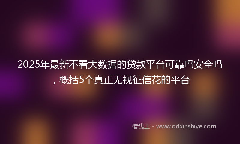 2025年最新不看大数据的贷款平台可靠吗安全吗，概括5个真正无视征信花的平台
