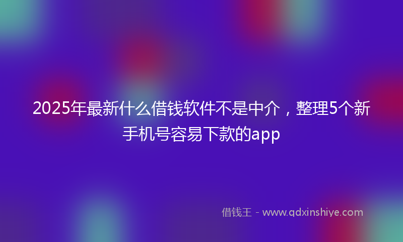 2025年最新什么借钱软件不是中介，整理5个新手机号容易下款的app