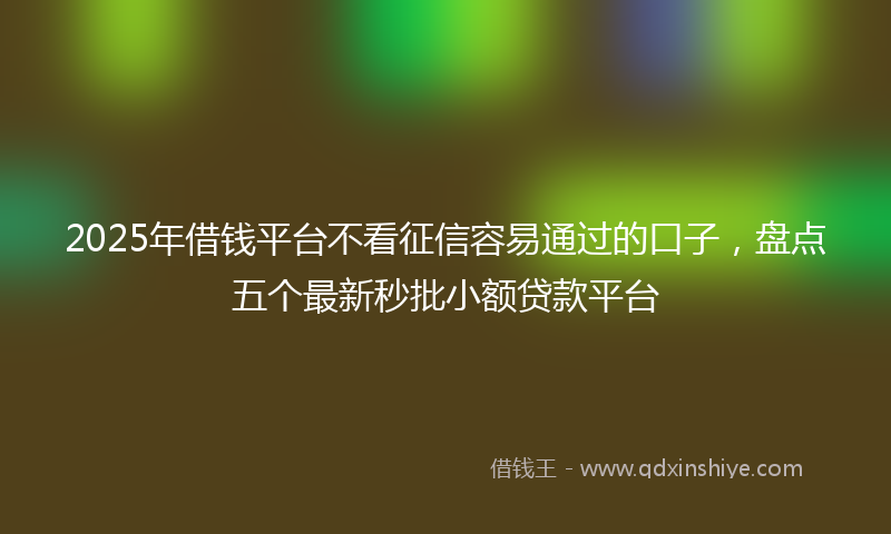 2025年借钱平台不看征信容易通过的口子，盘点五个最新秒批小额贷款平台